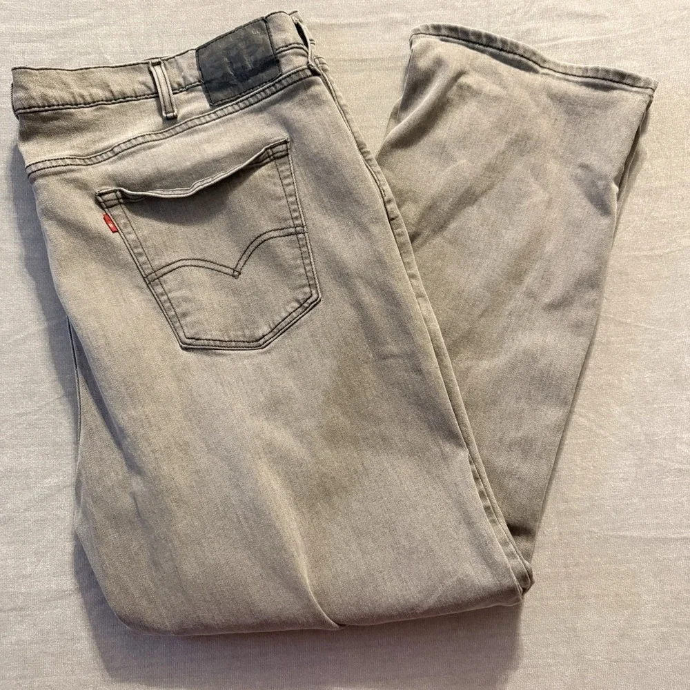 Levis 550 Relaxed Fit Jeans Mens 50x34 Gray Red Tab Denim Pants Big Size
